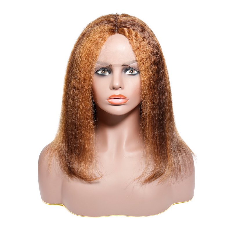 #4/27 Highlight Color Kinky Straight T Part BOB Wig